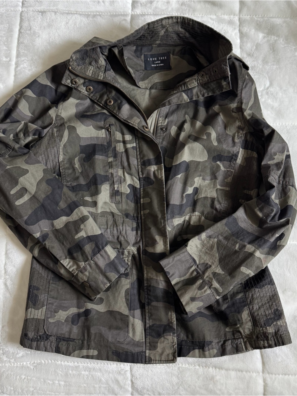 Love Tree Men's Olive & Black Camo Field Jacket